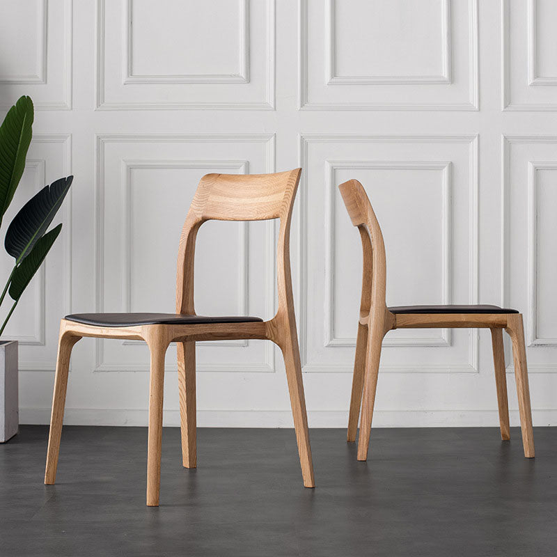 Traditional Chinese Square Plywood Ash Wood PU Leather Dining Chair Four Legs Backrest For Dining Room