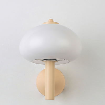 Applique Murale Moderne en Verre et Fer en Forme de Champignon Rond à 1 Lumière pour Chevet 