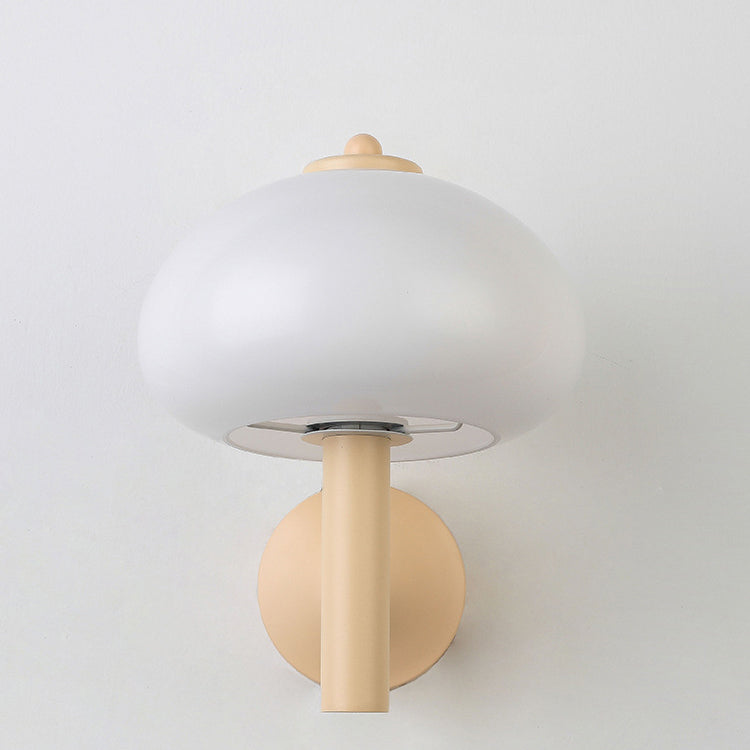 Applique Murale Moderne en Verre et Fer en Forme de Champignon Rond à 1 Lumière pour Chevet 