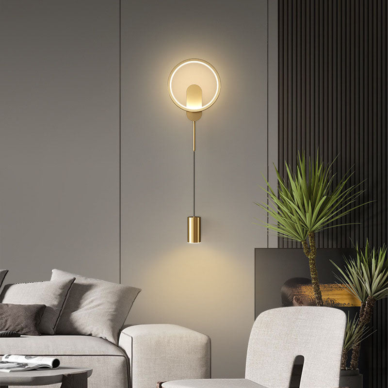 Moderne Luxus Wandlampe aus Schmiedeeisen und Acrylzylinder mit LED für das Wohnzimmer 