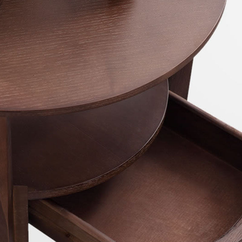 Table basse ronde en bois minimaliste moderne double pour salon 
