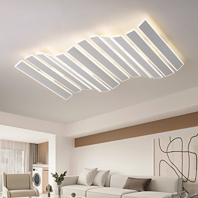 Zeitgenössische Einfachheit Acryl gestreifte Fischgrätenform LED Unterputz Deckenleuchte für Wohnzimmer 