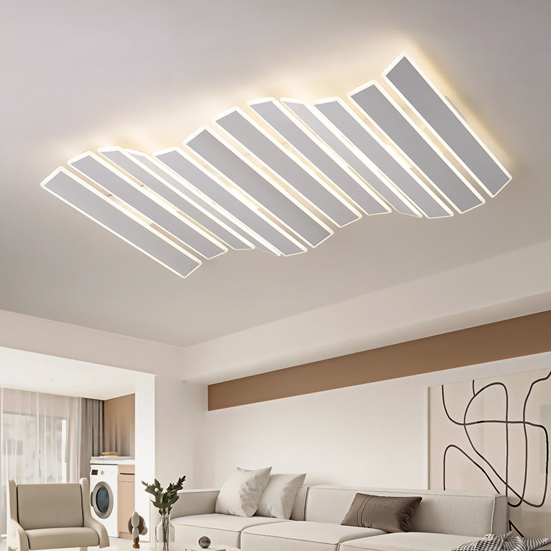 Zeitgenössische Einfachheit Acryl gestreifte Fischgrätenform LED Unterputz Deckenleuchte für Wohnzimmer 