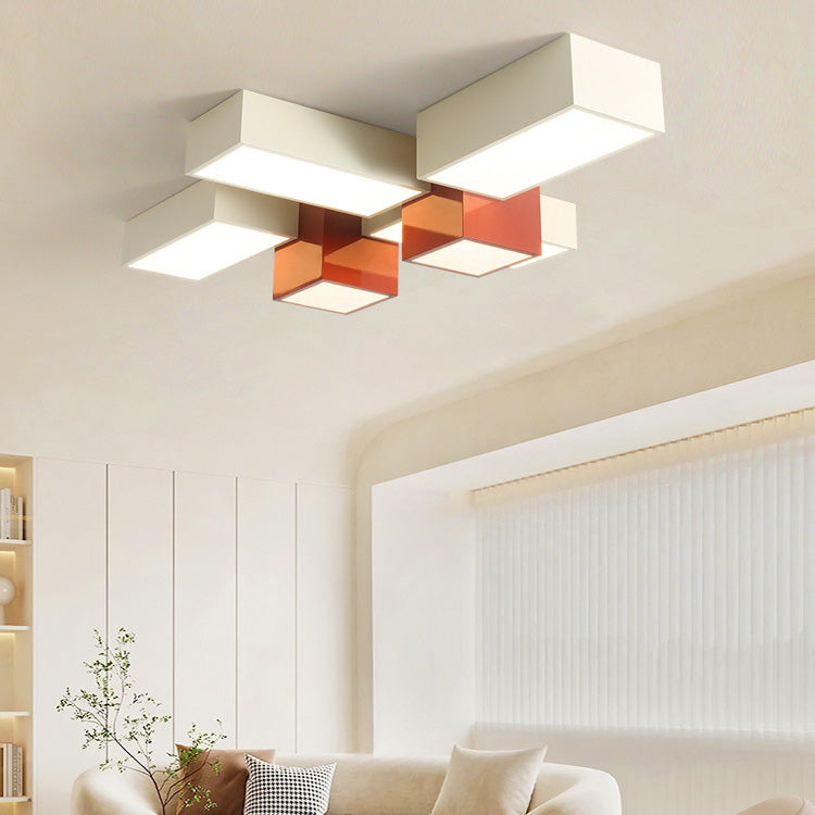 Plafonnier LED en acrylique carré créatif contemporain pour salon 