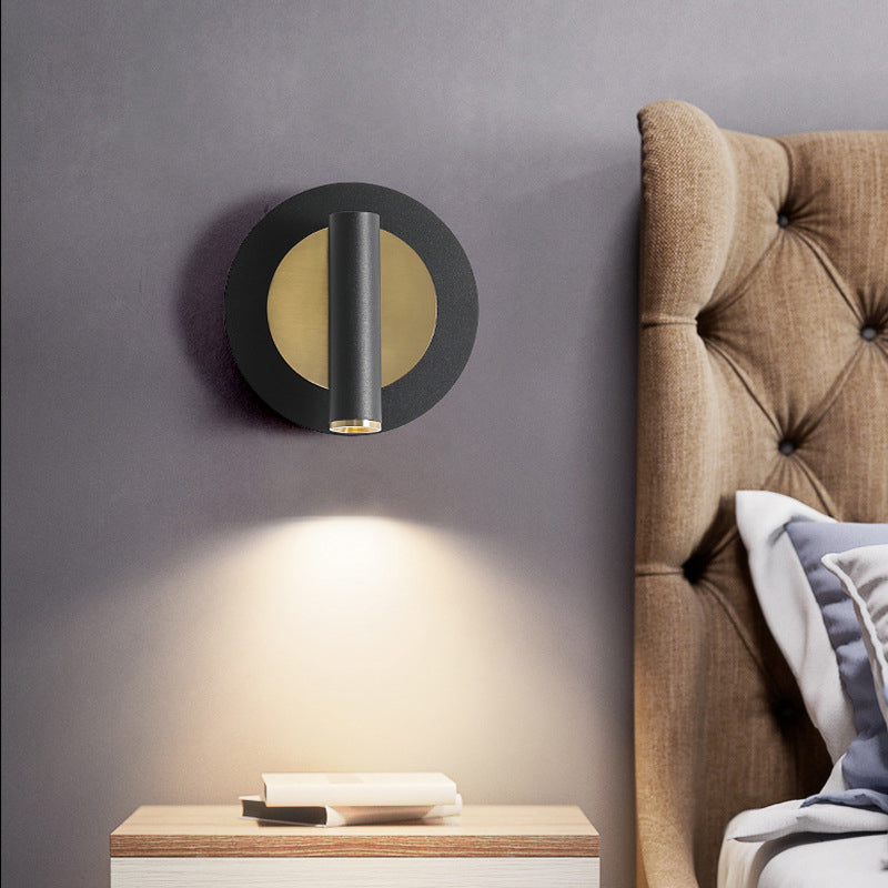 Lámpara Aplique de Pared LED de Metal Cilíndrico Cuadrado Redondo Giratorio Minimalista Moderna para Dormitorio 