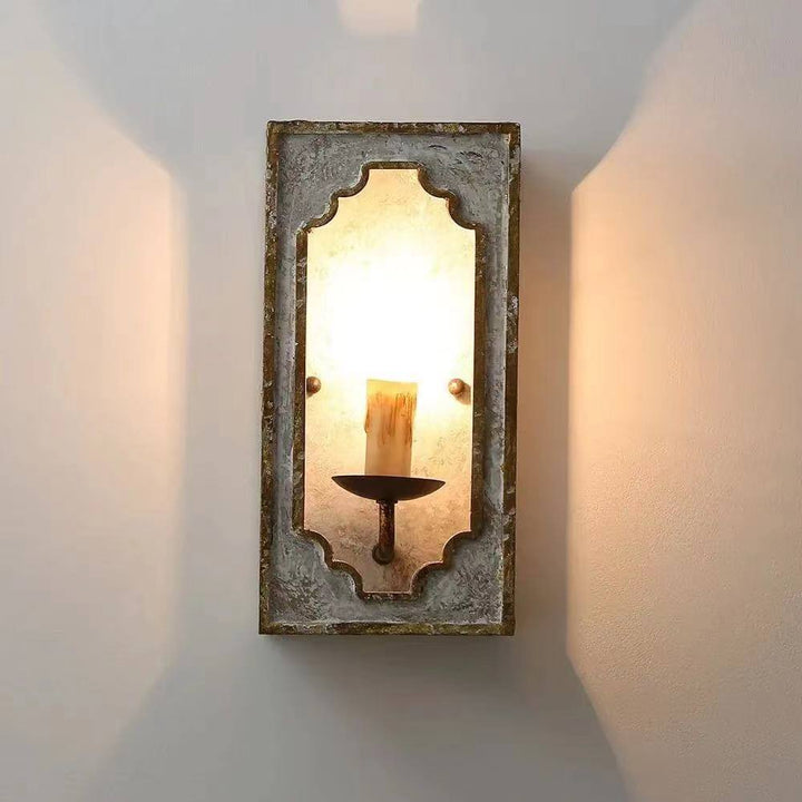 Applique murale rectangulaire en bois à 1 lumière de style rétro country français 