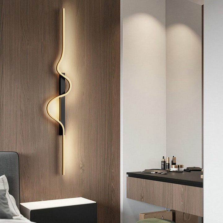 Modern Minimalist Long Wave Design Aluminum Iron LED Wall Sconce Lamp For Living Room