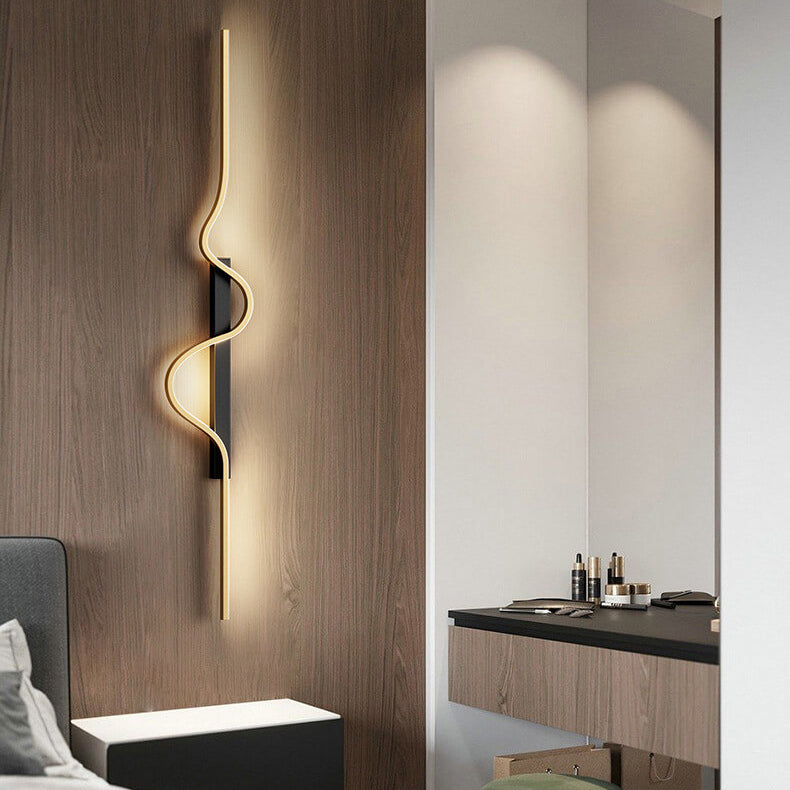 Modern Minimalist Long Wave Design Aluminum LED Wall Sconce Lamp For Living Room