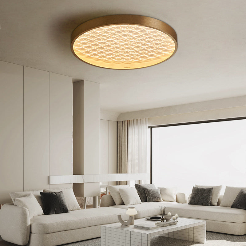 Lumière de plafond affleurante LED en aluminium acrylique ondulé rond contemporain pour chambre 