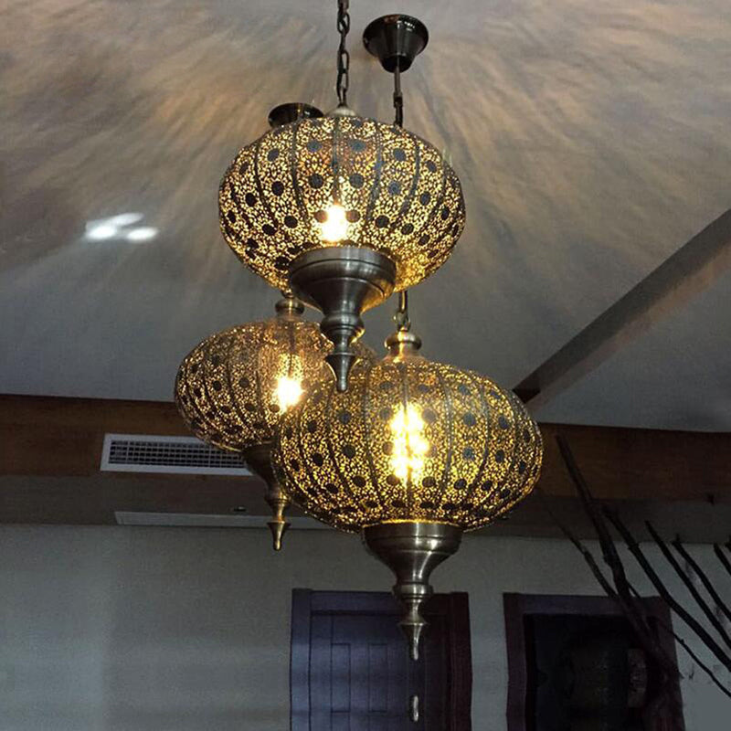 Traditionelle koloniale Laterne aus Eisen mit 1 Licht, Pendelleuchte für Wohnzimmer 
