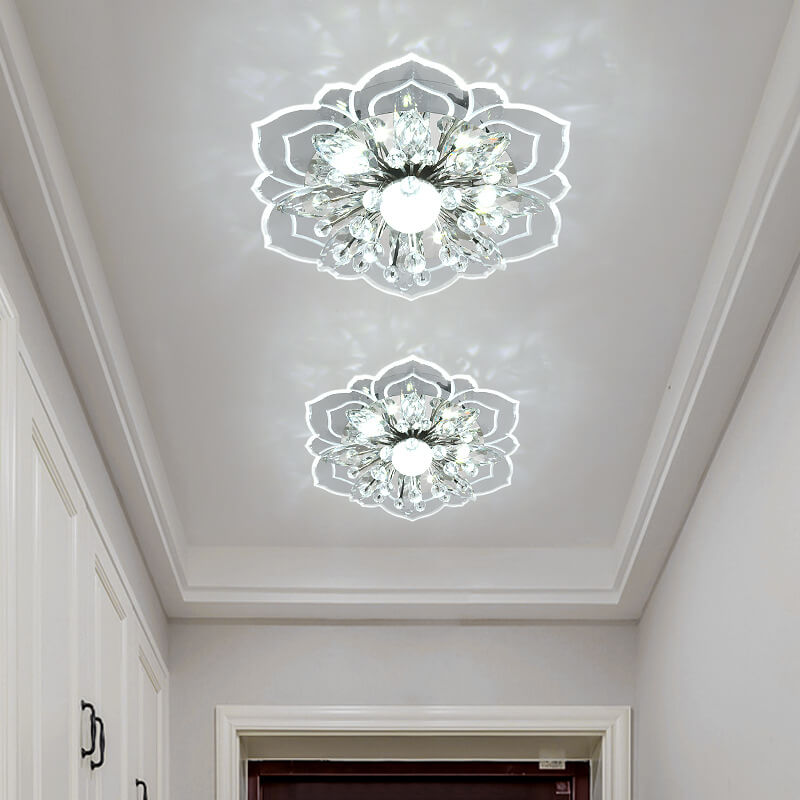 ضوء سقف LED مثبت بشكل متدفق من الكريستال الأكريليك بتصميم بتلات حديثة وبسيطة 