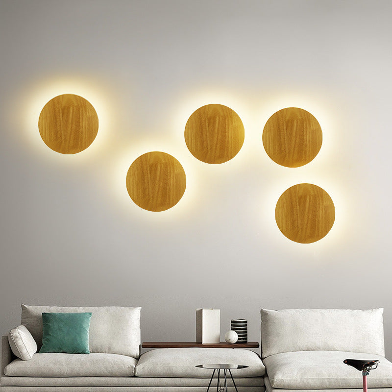 Lámpara de pared LED de madera ovalada irregular redonda minimalista moderna para sala de estar 