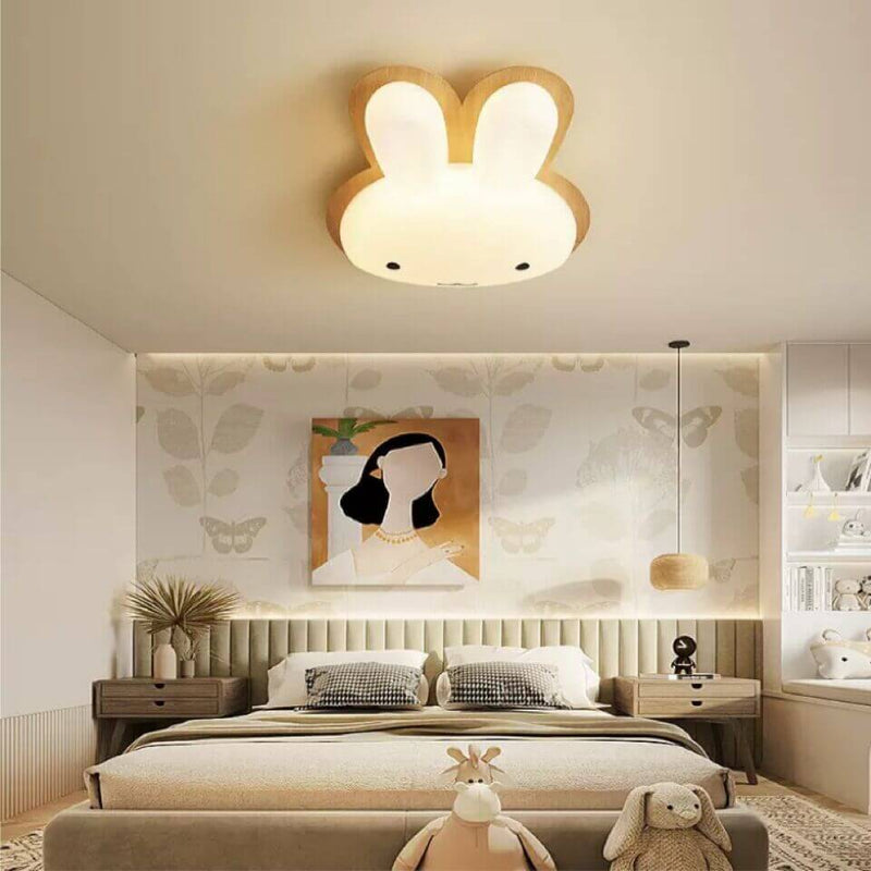 Moderno y Divertido Conejito Infantil Luz de Techo LED de Acrílico y Hierro 