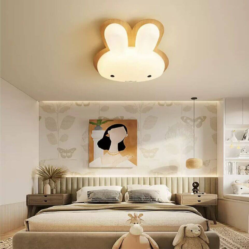 Modern Funny Bunny Kids Iron Acrylic LED Flush Mount Light