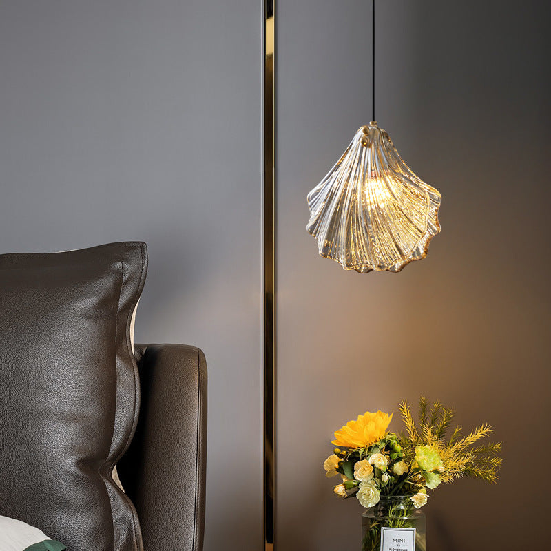 Moderne minimalistische Shell alle Kupfer Glas 1-Licht Pendelleuchte für Schlafzimmer 