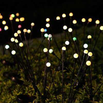 ضوء LED خارجي بلاستيكي صغير كروي الشكل متعدد الرؤوس بتصميم زهري مقاوم للماء يعمل بالطاقة الشمسية للحديقة 