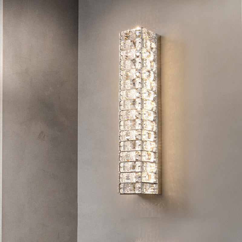 Applique murale LED en cristal rectangulaire en acier inoxydable de luxe moderne pour chambre 