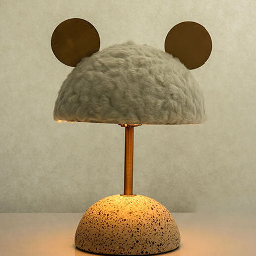 Lampe de table 1 lumière avec abat-jour en peluche créative nordique et base en terrazzo matériel 