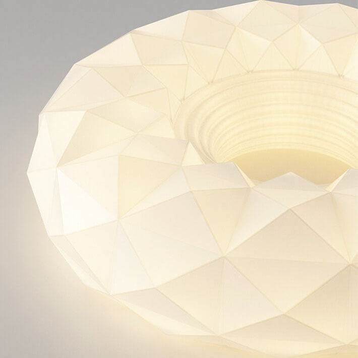 Contemporary Nordic Iron Acrylic White Round Geometric Texture LED Flush Mount Ceiling Light For Living Room &amp; Bedroom