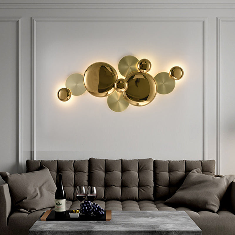 Lámpara de Aplique de Pared LED Redonda de Metal Moderno de Lujo para Sala de Estar 