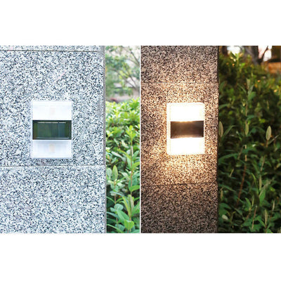 Modern Solar Powered Up And Down Illuminated Outdoor LED Wall Sconce Lamp