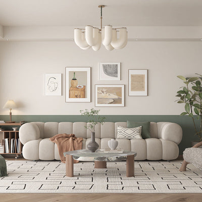 Moderner Mid-Century Pipe Geometrischer Eisen PE LED Kronleuchter für Wohnzimmer 