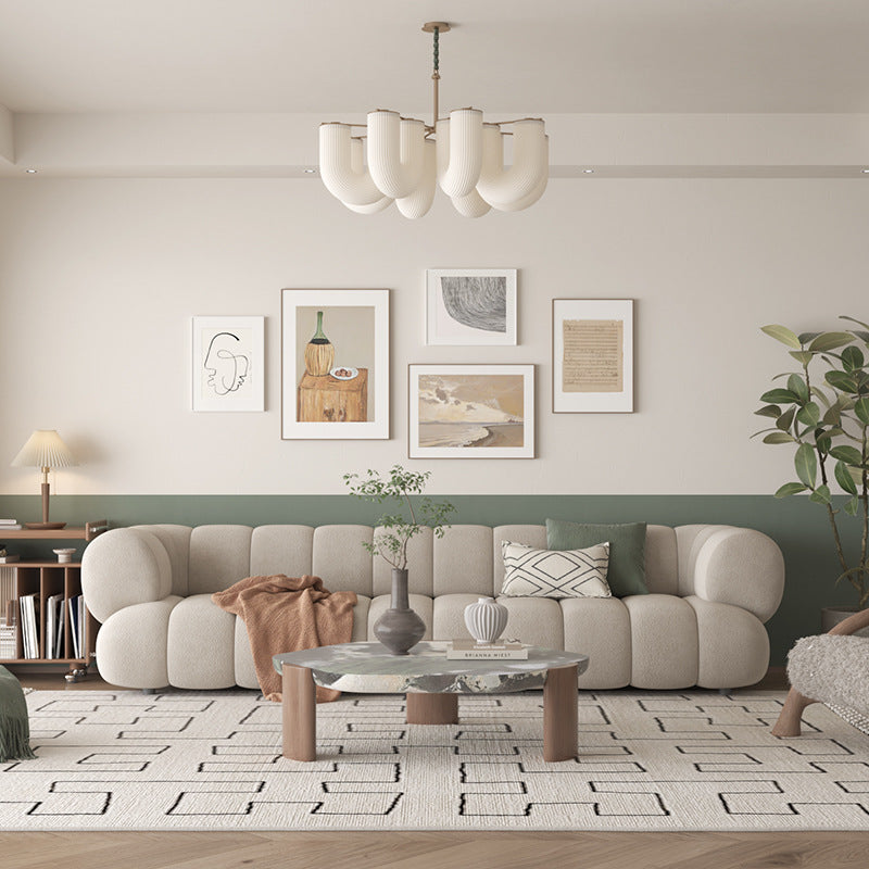 Moderner Mid-Century Pipe Geometrischer Eisen PE LED Kronleuchter für Wohnzimmer 
