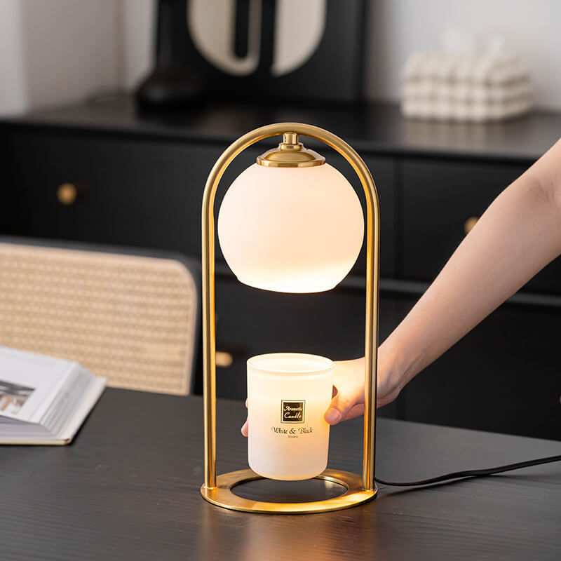 Lampe de table en cire fondante à 1 lumière avec base en matériel blanc crème simple nordique 