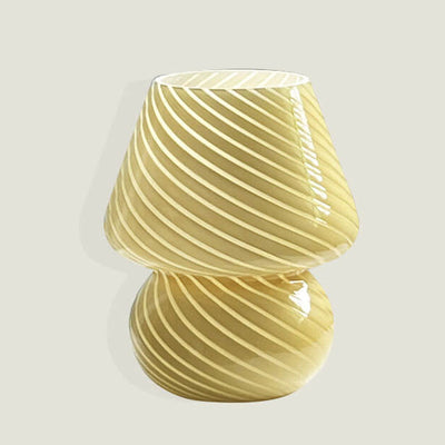 Modern Minimalist Striped Mushroom Glass 1-Light Table Lamp