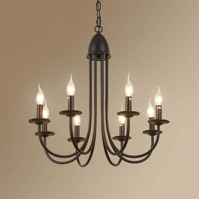 Modern Nordic Minimalist Wrought Iron Curved 6/8-Light Chandelier