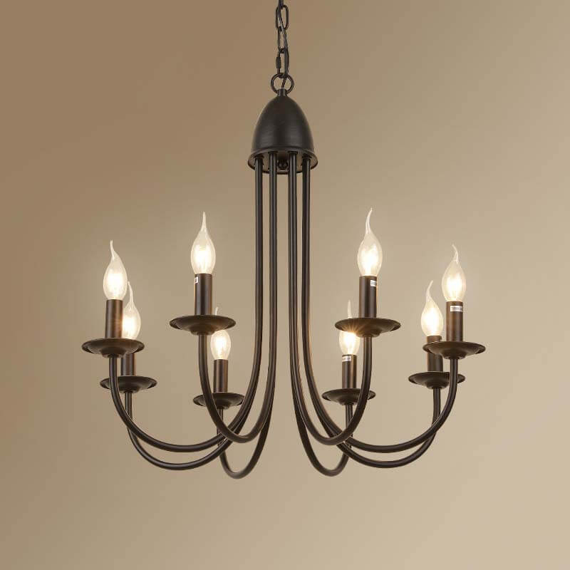 Modern Nordic Minimalist Wrought Iron Curved 6/8-Light Chandelier