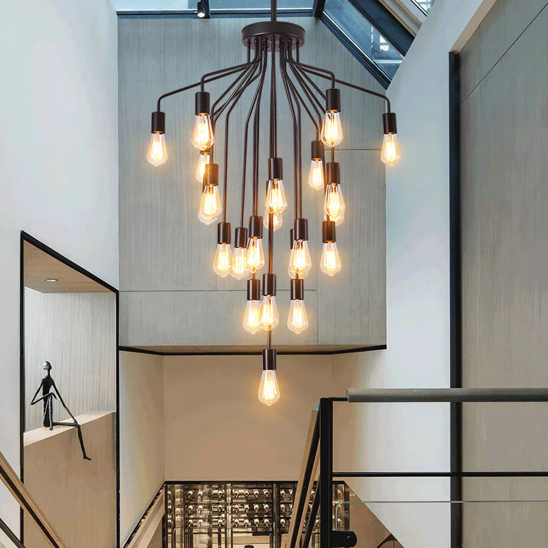 Traditioneller Vintage-Kronleuchter mit Eisenzweig und Glasschirm, 16/22 Lichter, für Wohnzimmer 