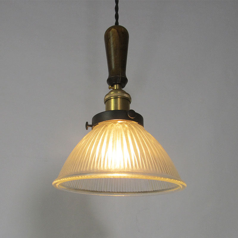 Retro Industrial Water Ripple Glass Bowl Shade 1-Light Pendant Light