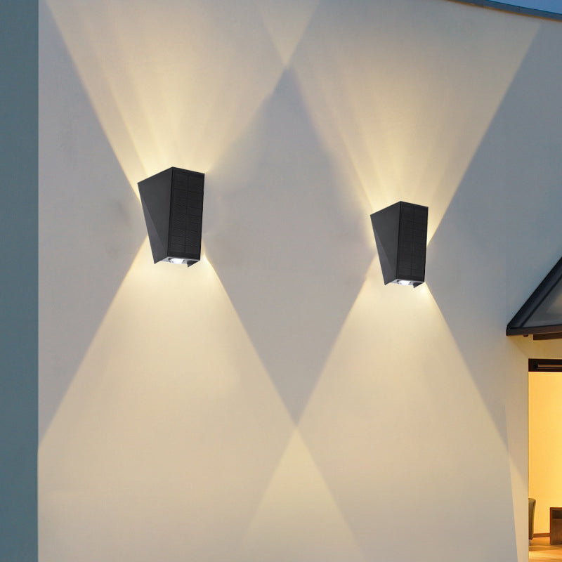 Moderne Einfachheit Solar Wasserdichte ABS Acryl Kubische LED Wand Leuchte Lampe Für Outdoor Terrasse 
