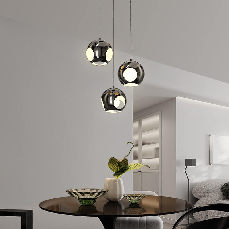 Nordic Minimalist Hollow Round Ball Iron 1/3 Light Island Light Chandelier