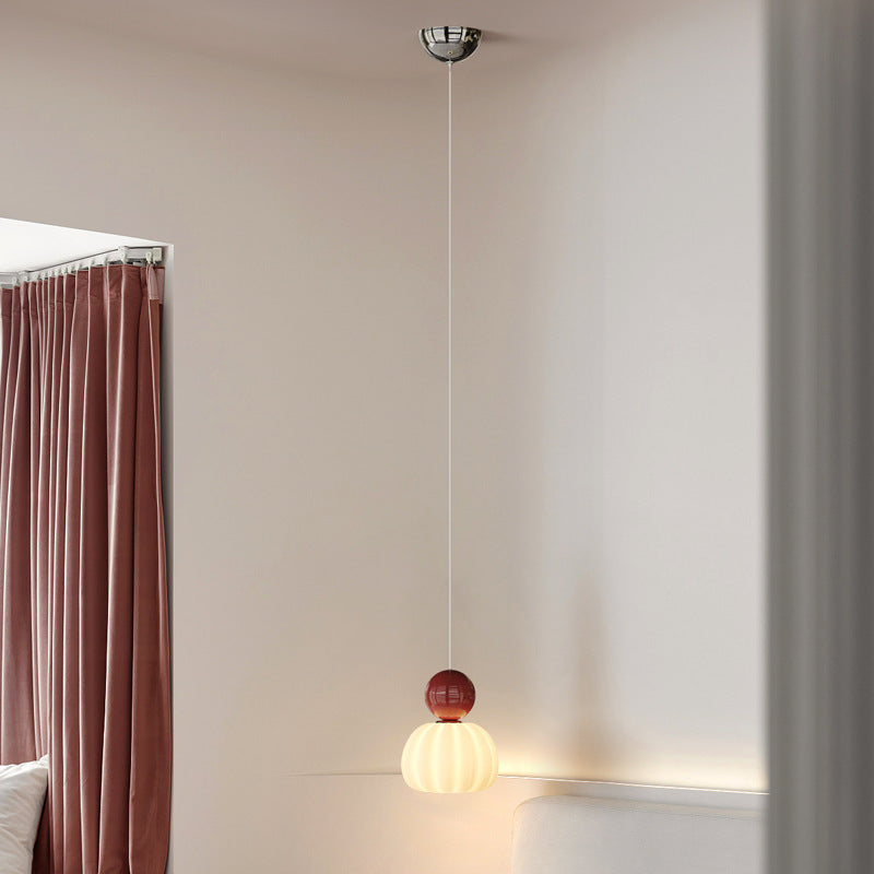 Suspension LED avec abat-jour en PE citrouille de simplicité contemporaine et boule en fer pour chambre 