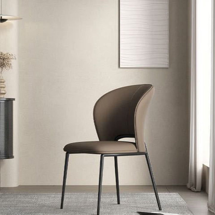 Moderner minimalistischer Mikrofasermikrofaser-Leder-Kohlenstoffstahl quadratischer gebogener Esszimmerstuhl Rückenlehne für Esszimmer 