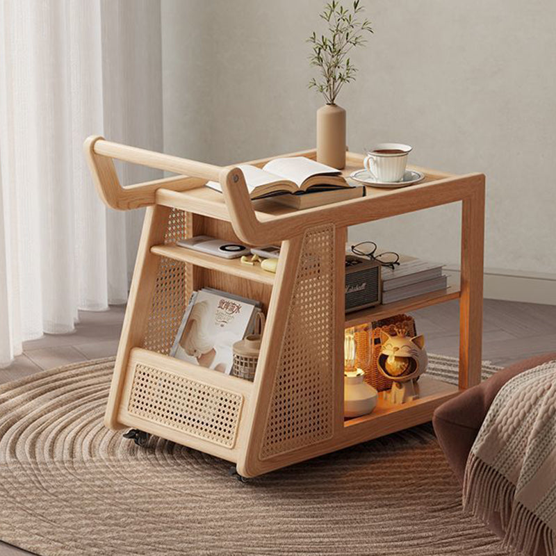 Zeitgenössischer Retro Massivholz Beweglicher Multifunktionaler Lagerung Beistelltisch 3-stufig Für Wohnzimmer 