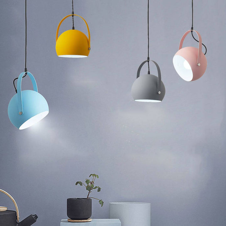 Contemporary Nordic Macaron Aluminum Semicircle 1-Light Pendant Light for Living Room