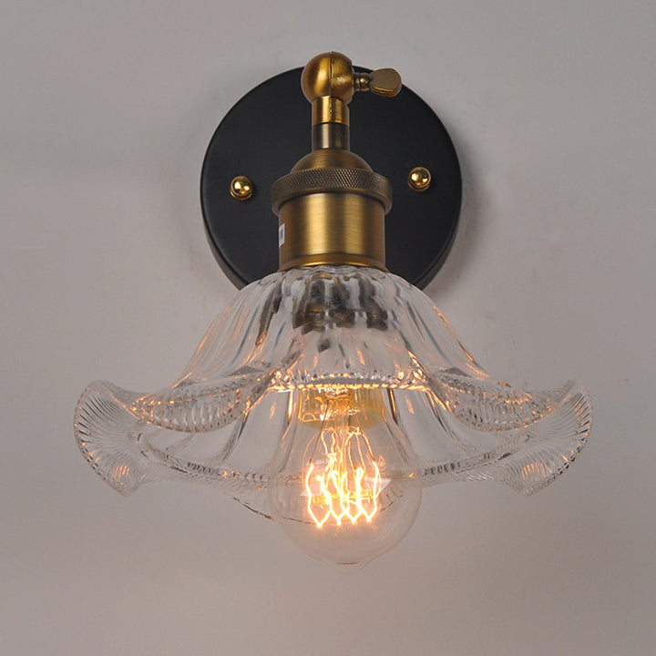 Moderne Retro Eisen Glas Blume 1-Licht Wandleuchte Lampe für Nachttisch 
