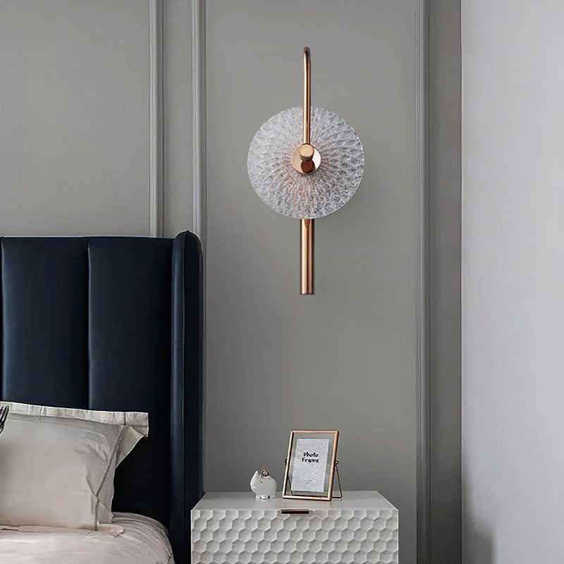 Applique murale LED en acier inoxydable ronde minimaliste moderne pour chambre à coucher 