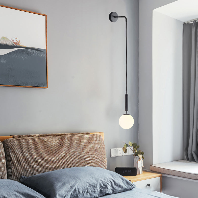 Lampe murale contemporaine Nordic Orb Hardware Glass 1-Light pour salon 