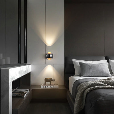 Contemporary Nordic Aluminum Semicircle Up And Down Luminous LED Spotlight Wall Sconce Lamp For Bedroom