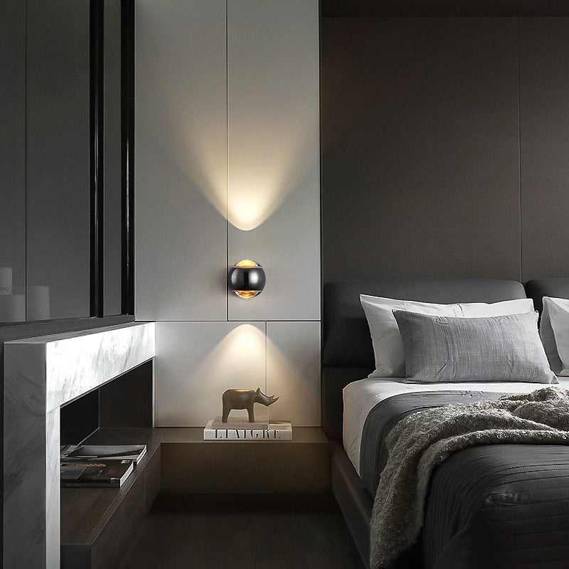 Contemporary Nordic Aluminum Semicircle Up And Down Luminous LED Spotlight Wall Sconce Lamp For Bedroom