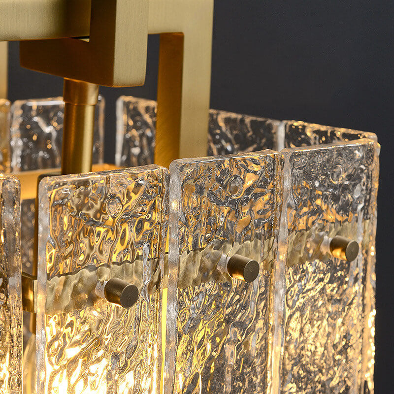 Modern Light Luxury Textured Crystal Brass Square 1-Light Wall Sconce Lamp