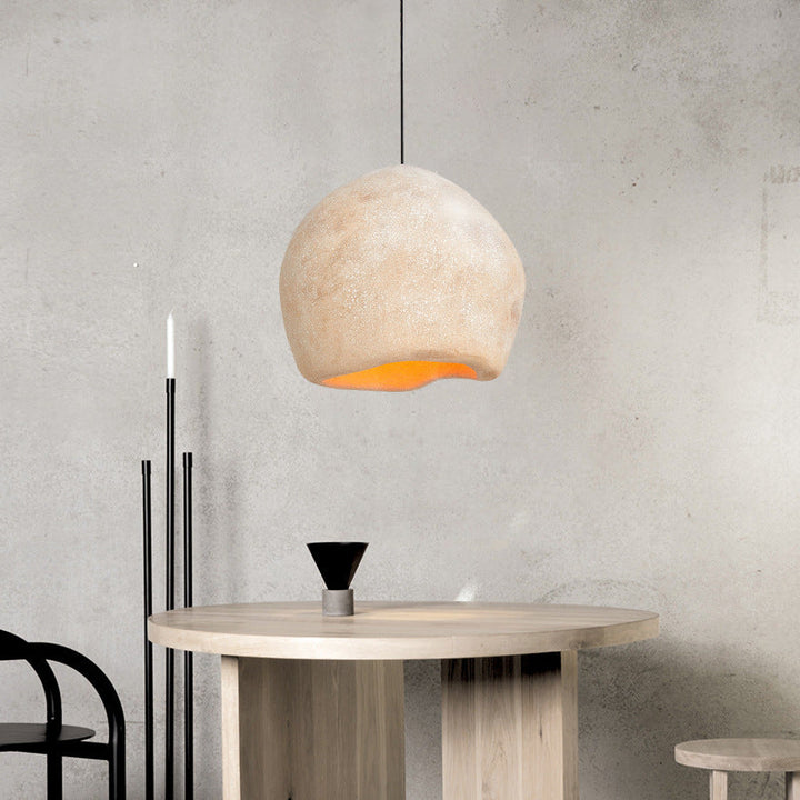 Lámpara colgante de 1 luz de imitación de piedra irregular japonesa tradicional para sala de estar 
