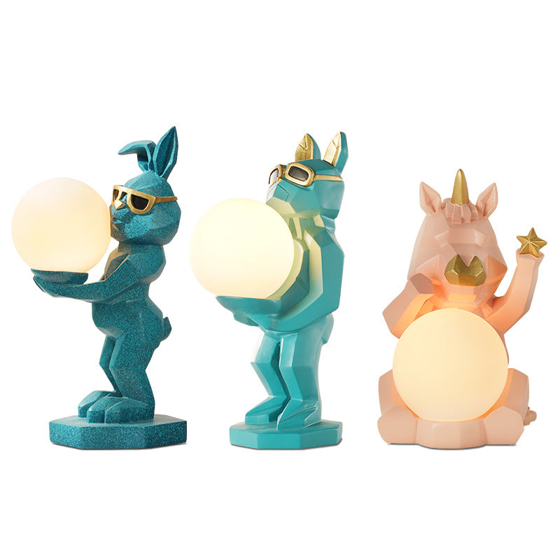 Zeitgenössische kreative Harz-Einhorn-Glaslampe 1-Licht Kinder-Tischlampe für das Schlafzimmer 