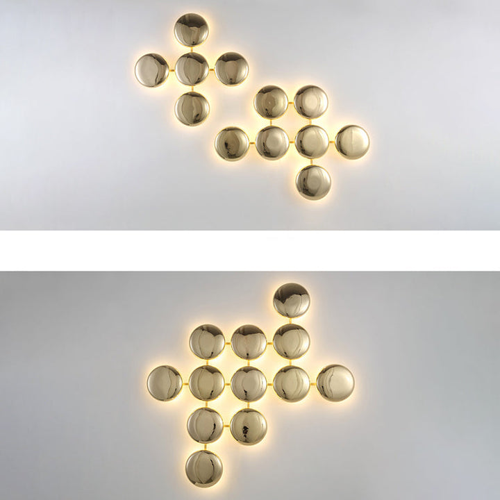 Lámpara de aplique de pared contemporánea de lujo de círculo redondo de titanio con 10/14/24 luces para pasillo 