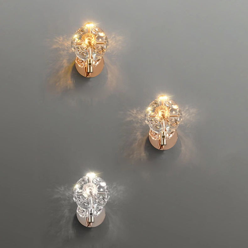 Zeitgenössische Luxus-Hardware Kristallkugel LED Wandleuchte Lampe für Wohnzimmer 