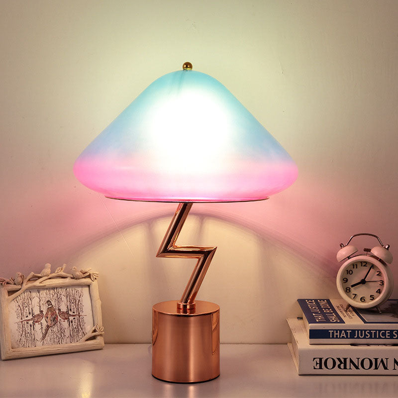 Nordic Modern Mushroom Glass Shade Iron Base 1-Light Table Lamp